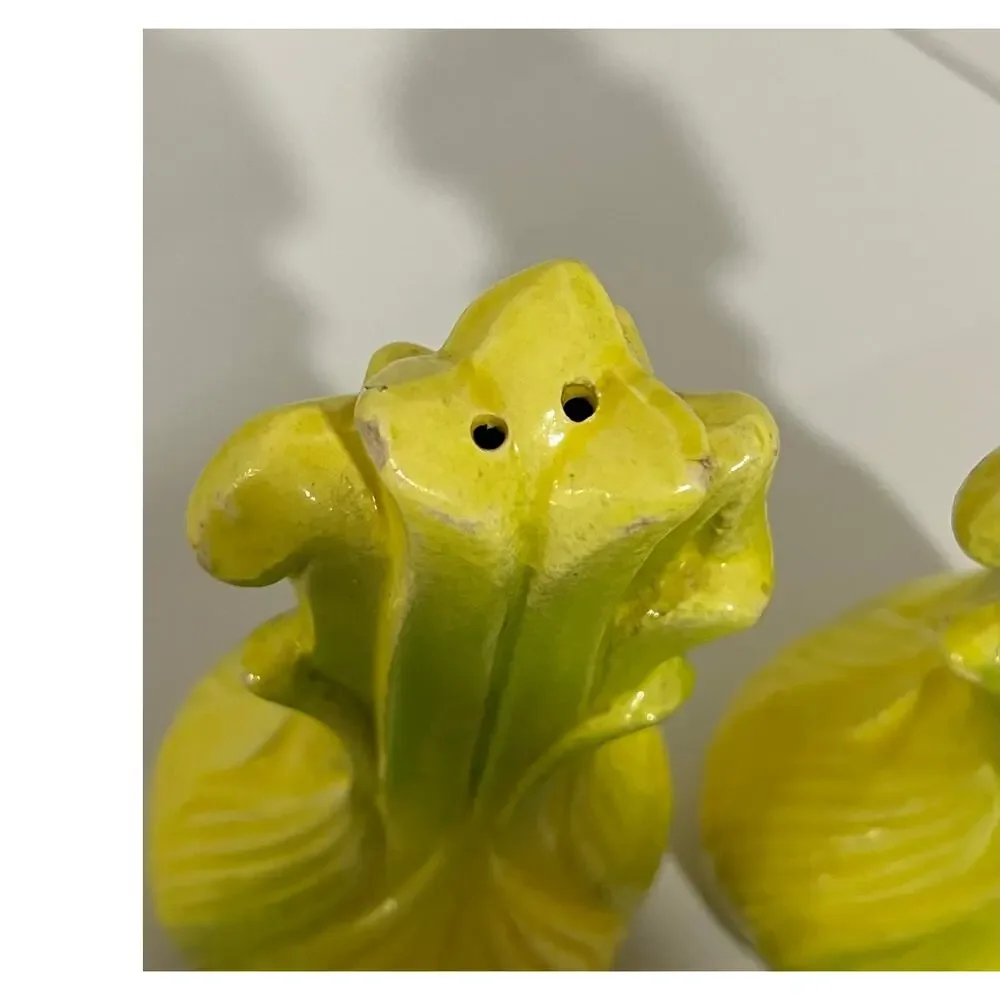 Vintage Japan Ceramic Corn‎ Salt Pepper Shakers Set Yellow Green Veggie Kitsch